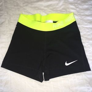 Neon Yellow Nike Pro Shorts - Small